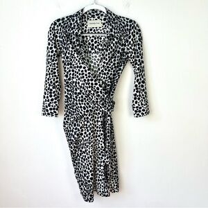 Samantha Sung Abstract Polka Dot Wrap Mini Dress Cotton